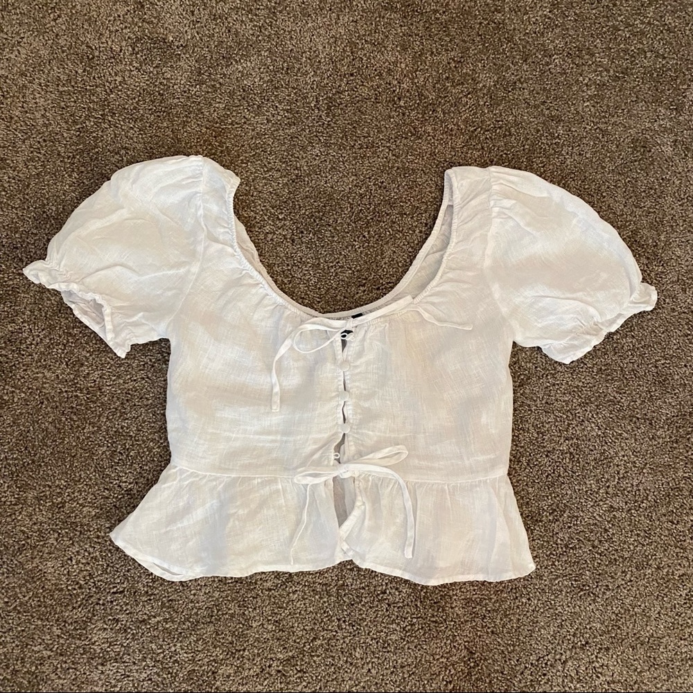 white short sleeve top